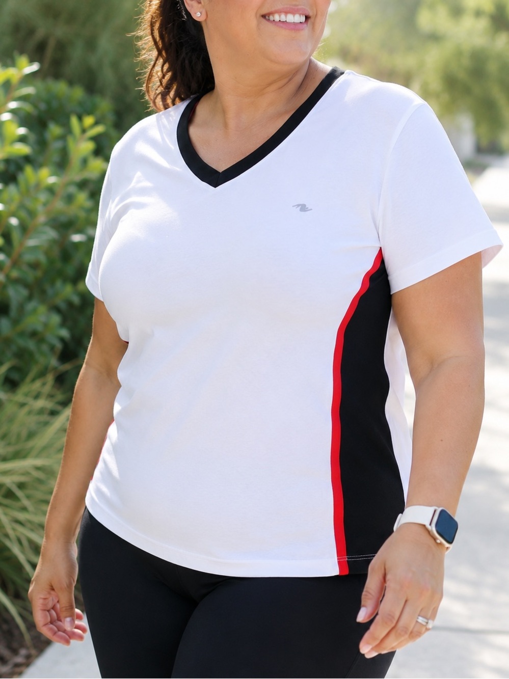 ATHLETIC WORKS White Active Stretch Tee V Neck Workout Gym Top Plus Size 22W 24W